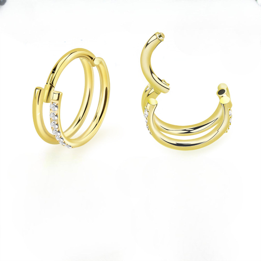 Aro cierre Click Titanio F136 con circonitas swarovski